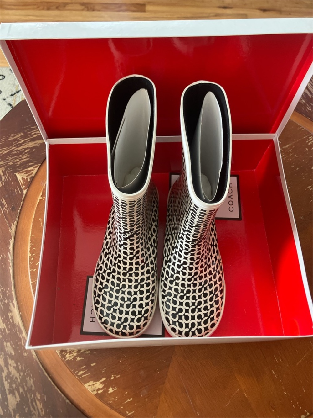 Coach Black & White Signature Logo Rain Boots - Women's - Picture 3 of 4
